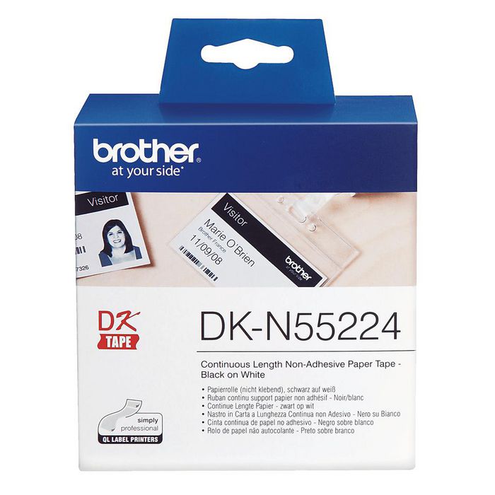 Brother DK-N55224 Rollo de Papel Negro sobre Blanco - 54mm - Cinta 30.5m