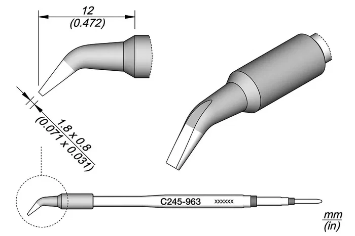 JBC TOOLS Punta de soldadura destornillador acodado 1,8x0,8mm