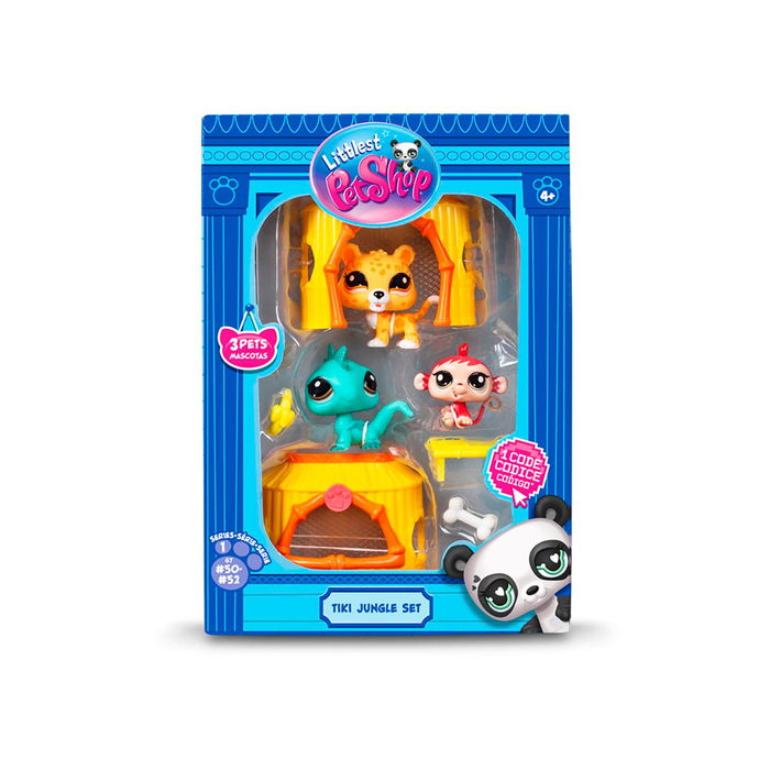 Bandai Littlest Pet Shop Set Tiki Jungle BF00515 con 2 Figuras y 6 Accesorios