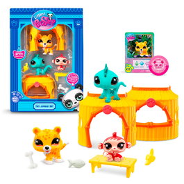 Bandai Littlest Pet Shop Set Tiki Jungle BF00515 con 2 Figuras y 6 Accesorios