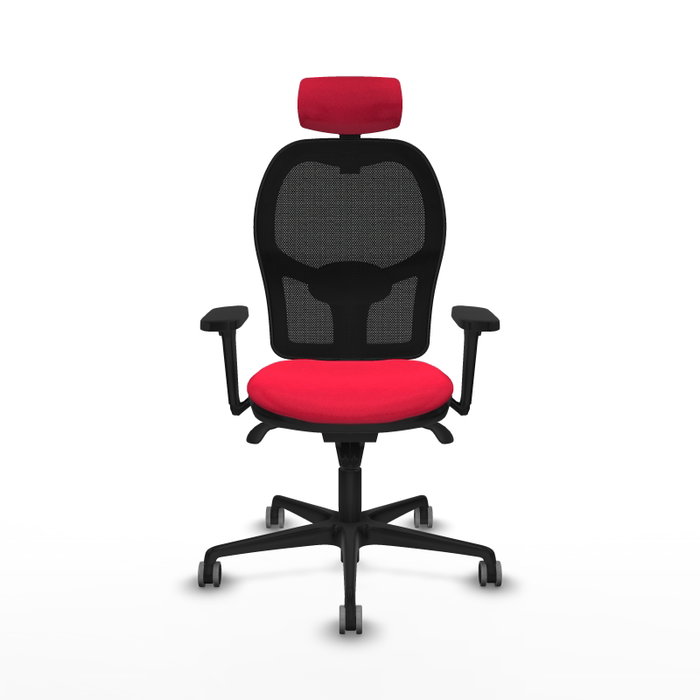 PIQUERAS Y CRESPO Silla de oficina Jorquera con mecanismo sincro, tela roja y malla negra PIQUERAS Y CRESPO Silla de oficina Jorquera con mecanismo sincro, tela roja y malla negra