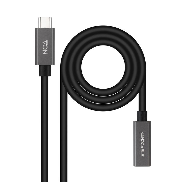 NANOCABLE Cable Prolongador USB-C 3.2 Gen2x2 20Gbps 3A, 4K/60Hz, USB-C/M-USB-C/H, Negro, 1 m NANOCABLE Cable Prolongador USB-C 3.2 Gen2x2 20Gbps 3A, 4K/60Hz, USB-C/M-USB-C/H, Negro, 1 m