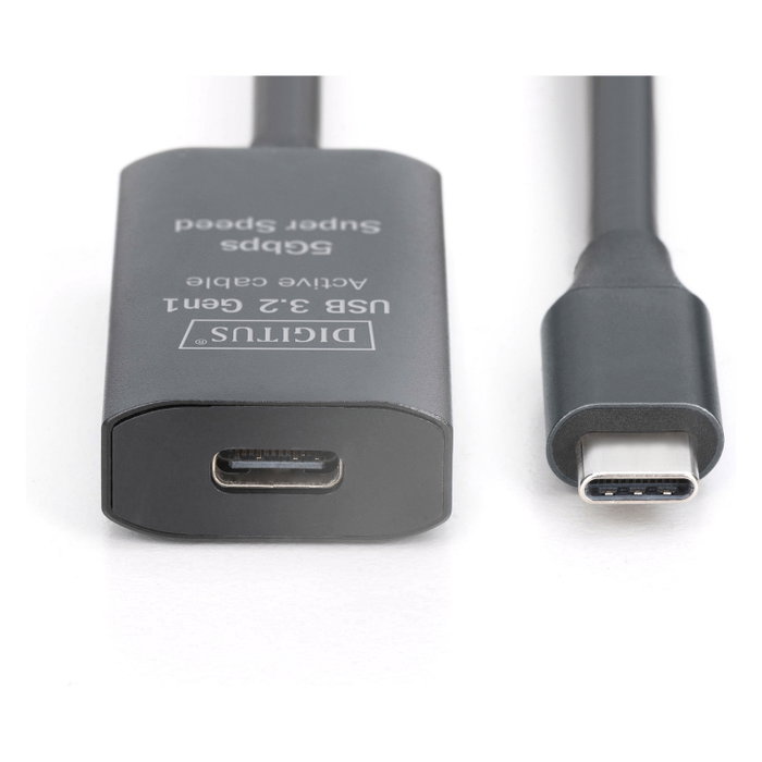 Digitus Cable Alargador USB 3.2 Gen 1 Activo, USB-C a USB-C, 10m, 5Gbps, Negro