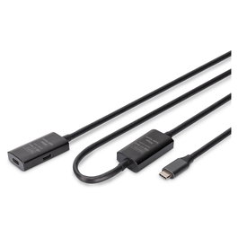 Digitus Cable Alargador USB 3.2 Gen 1 Activo, USB-C a USB-C, 10m, 5Gbps, Negro