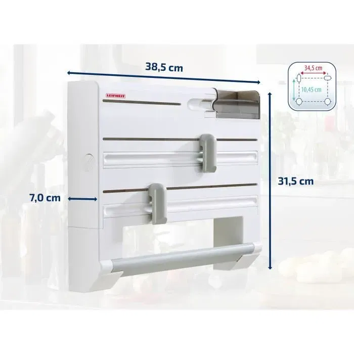 Leifheit Parat Plus Dispensador de 3 Rollos - Blanco y Gris