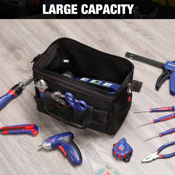 Workpro Bolsa de herramientas con cremallera y correa ajustable