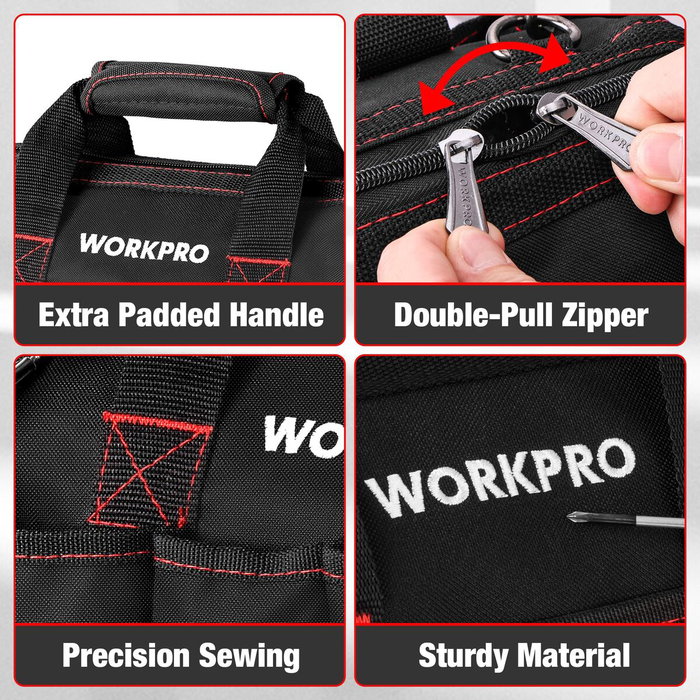 Workpro Bolsa de herramientas con cremallera y correa ajustable