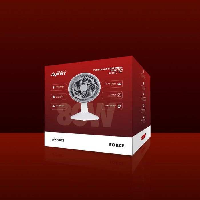 AVANT Ventilador de sobremesa de 25 cm (10"), 80 W