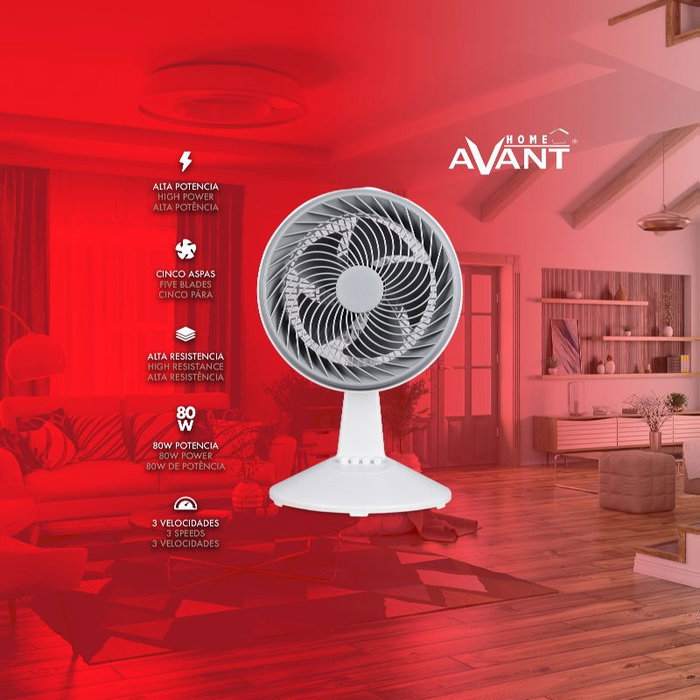 AVANT Ventilador de sobremesa de 25 cm (10"), 80 W