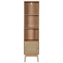 Home Deco Factory Estantería Bali Con 1 Puerta y 3 Baldas para Comedor o Baño Madera y Ratán 40x30x160 cm