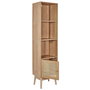 Home Deco Factory Estantería Bali Con 1 Puerta y 3 Baldas para Comedor o Baño Madera y Ratán 40x30x160 cm