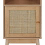Home Deco Factory Estantería Bali Con 1 Puerta y 3 Baldas para Comedor o Baño Madera y Ratán 40x30x160 cm