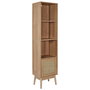 Home Deco Factory Estantería Bali Con 1 Puerta y 3 Baldas para Comedor o Baño Madera y Ratán 40x30x160 cm