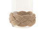 DKD Home Decor Portavela Mediterraneo Natural Cristal y Yute 13 x 15 x 13 cm (6 Unidades) Cnacc 26