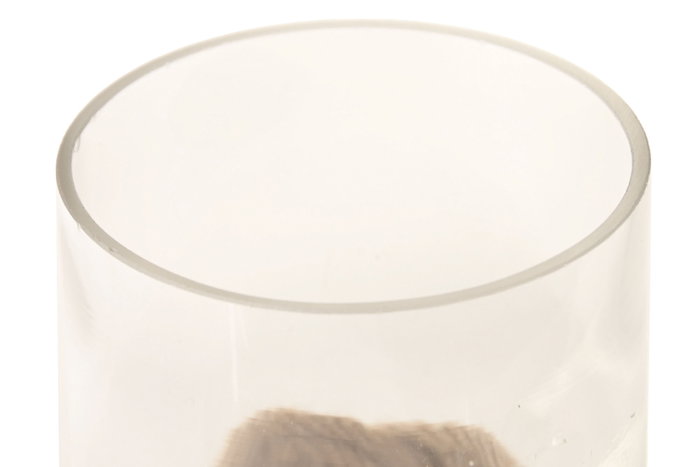 DKD Home Decor Portavela Mediterraneo Natural Cristal y Yute 13 x 15 x 13 cm (6 Unidades) Cnacc 26