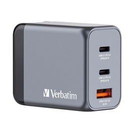 Verbatim Gnc-65 Cargador de Pared Gan 65W, 1x USB-A 3.0 y 2x USB-C 3.0