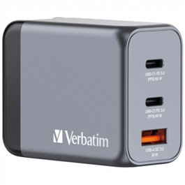 Verbatim GNC-65 Cargador de Pared GaN 65W con 2x USB-C y 1x USB-A