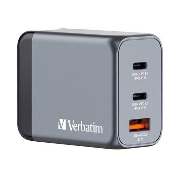 Verbatim GNC-65 Cargador de Pared GaN 65W con 2x USB-C y 1x USB-A