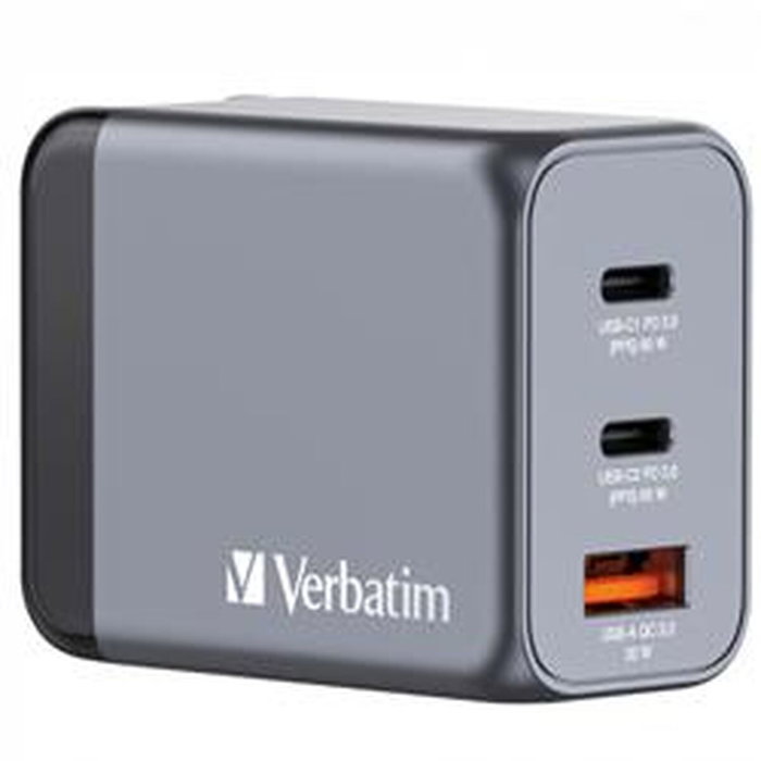 Verbatim GNC-65 Cargador de Pared GaN 65W con 2x USB-C y 1x USB-A
