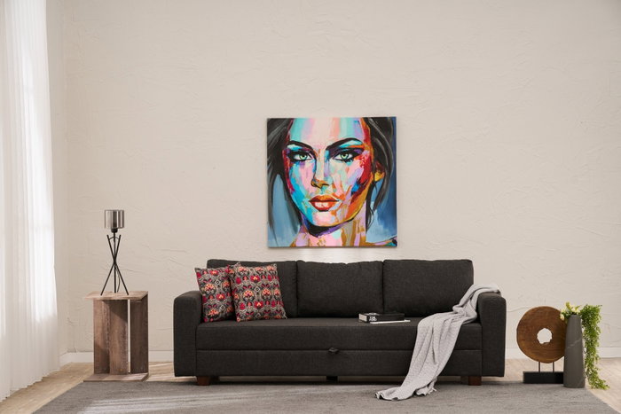 Atelier Del Sofa Sofá-Cama 3 Plazas Antracita con Almacenamiento 220x80 cm