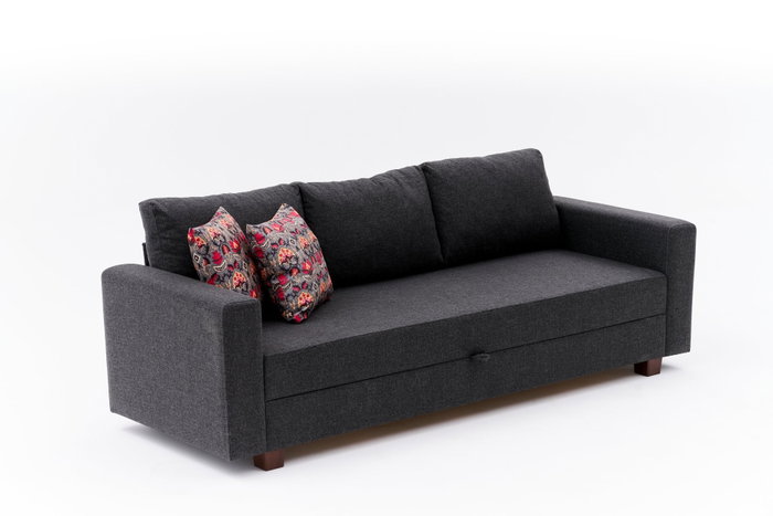 Atelier Del Sofa Sofá-Cama 3 Plazas Antracita con Almacenamiento 220x80 cm