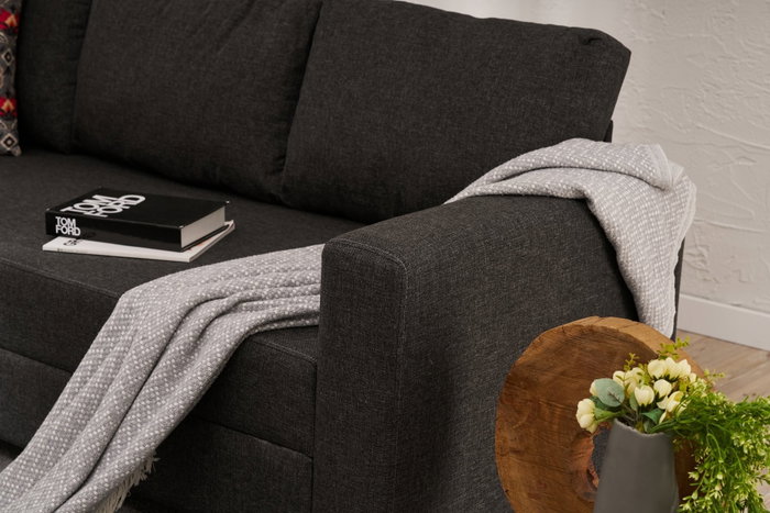 Atelier Del Sofa Sofá-Cama 3 Plazas Antracita con Almacenamiento 220x80 cm