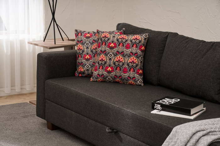 Atelier Del Sofa Sofá-Cama 3 Plazas Antracita con Almacenamiento 220x80 cm