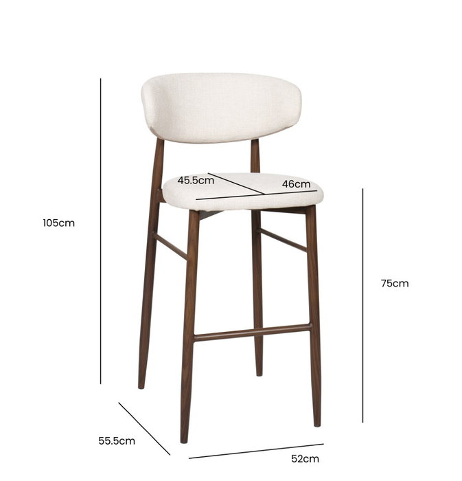 DKD Home Decor Taburete Urban Colección Yamap Beige Nogal Metal y Poliéster 55x52x104 cm (2 Unidades)