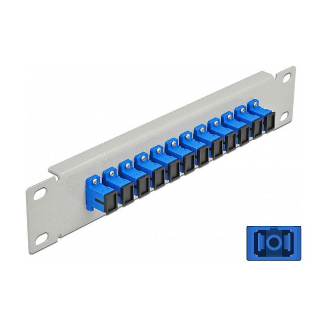 DeLOCK Panel de conexión de fibra óptica 12 puertos SC Simplex azul 1U gris 10″ DeLOCK Panel de conexión de fibra óptica 12 puertos SC Simplex azul 1U gris 10″
