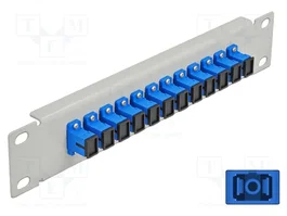 DeLOCK Panel de conexión de fibra óptica 12 puertos SC Simplex azul 1U gris 10″