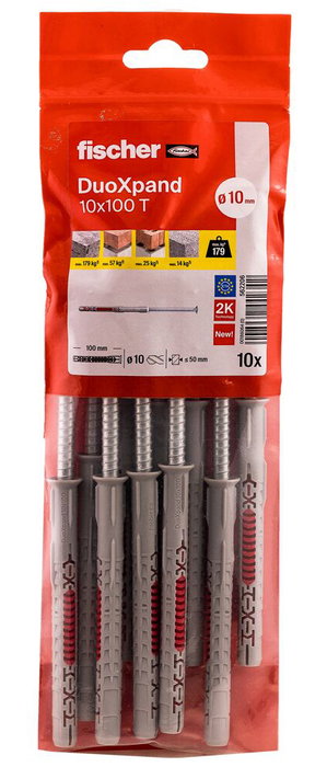 FISCHER DUOXPAND Taco + Tornillo Torx30 8x80, 10 unidades