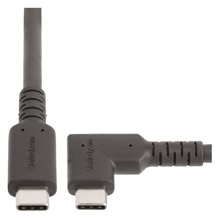 StarTech.com Cable USB-C RUSB31CC1MBR de 1 m, 10 Gbps, 100 W, Ángulo Recto, Negro