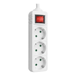 Helos CLASSIC Regleta de enchufes de 3 salidas, 3 m, Blanco