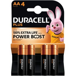 Duracell Plus Power Boost Pilas AA LR06 1,5V (Pack de 4 unidades)