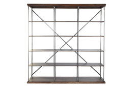 DKD Home Decor Estanteria Loft Marron Gris Claro Metal Sheesham 43 x 220 x 213 cm 4 Estantes