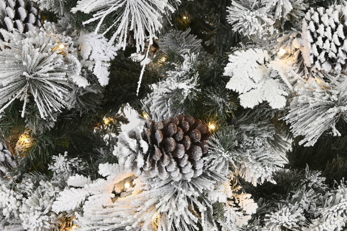 DKD Home Decor Árbol de Navidad Blanco 140 x 240 x 140 cm con 1312 Ramas y Luz Cálida