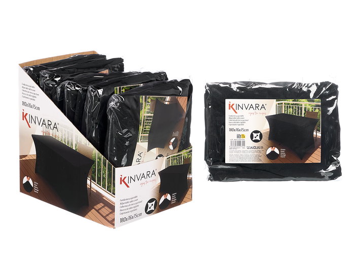 Kinvara Funda Mesa Ajustable Negra 180x75x76 cm (Set de 12)