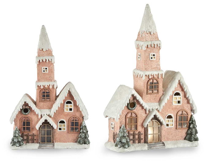 Krist+ Casa Navideña Rosa Mediana Con Torre Luz Led 21x77x48 cm Krist+ Casa Navideña Rosa Mediana Con Torre Luz Led 21x77x48 cm