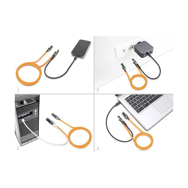 DeLOCK Cable de red RJ45 con función de buscador de puertos USB Type-C™ Cat6a S/FTP 10 m naranja