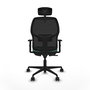 Silla de oficina Alfera con mecanismo Sincro tapizada con Tela color Verde esmeralda y malla color Negro. Equipada con lumbar 1D, Brazos 1D, Cabecero 2D y Ruedas 65mm nailon