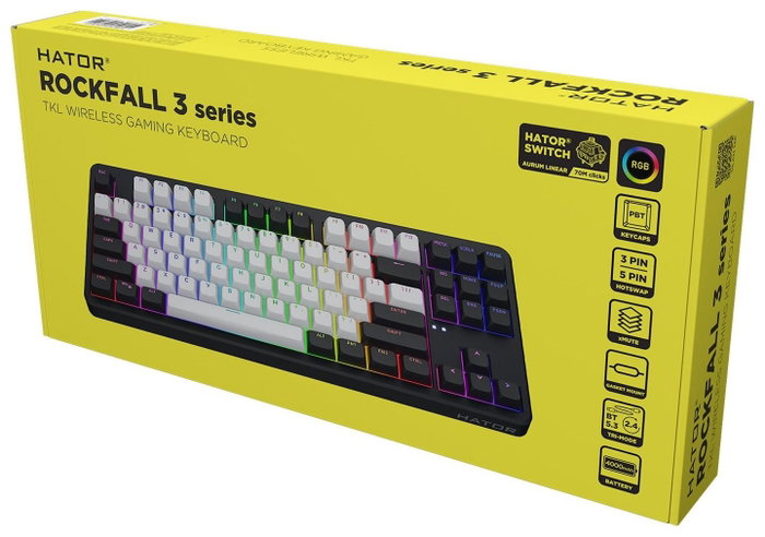 Hator Rockfall 3 TKL HTK850 Teclado Mecánico Inalámbrico USB-C RGB Negro Hator Rockfall 3 TKL HTK850 Teclado Mecánico Inalámbrico USB-C RGB Negro