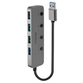 LINDY Hub USB 3.0 de 4 puertos 43309 Gris