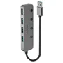 Lindy 43309 Hub USB 3.0 de 4 Puertos con Interruptores On/Off, USB 3.2 Gen 1 (5 Gbit/s), Color Gris, Cable USB Tipo A a Tipo B Incluido