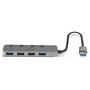 Lindy 43309 Hub USB 3.0 de 4 Puertos con Interruptores On/Off, USB 3.2 Gen 1 (5 Gbit/s), Color Gris, Cable USB Tipo A a Tipo B Incluido