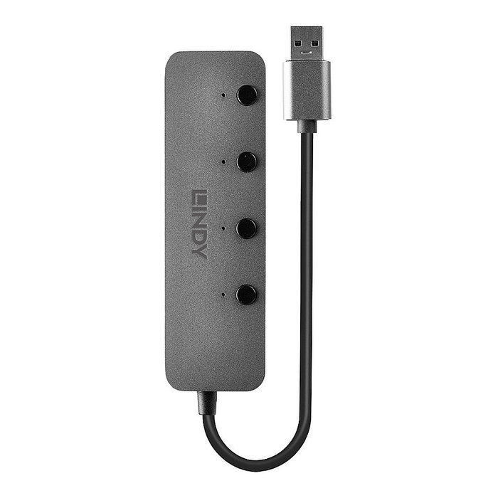 LINDY 43309 Hub USB 3.0 de 4 Puertos Aktiv Gris