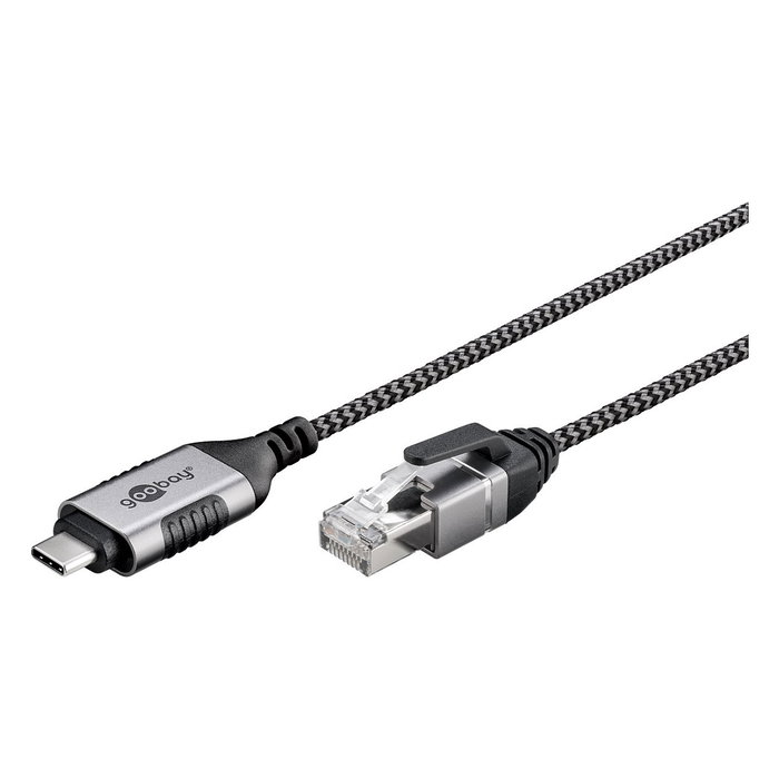 Goobay Adaptador de red USB-C 3.2 Gen2 a RJ-45, 5 metros, negro/gris Goobay Adaptador de red USB-C 3.2 Gen2 a RJ-45, 5 metros, negro/gris
