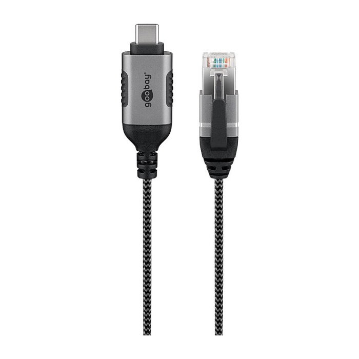 Goobay Adaptador de red USB-C 3.2 Gen2 a RJ-45, 5 metros, negro/gris Goobay Adaptador de red USB-C 3.2 Gen2 a RJ-45, 5 metros, negro/gris