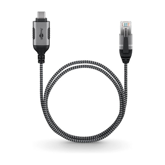 Goobay Adaptador de red USB-C 3.2 Gen2 a RJ-45, 5 metros, negro/gris Goobay Adaptador de red USB-C 3.2 Gen2 a RJ-45, 5 metros, negro/gris