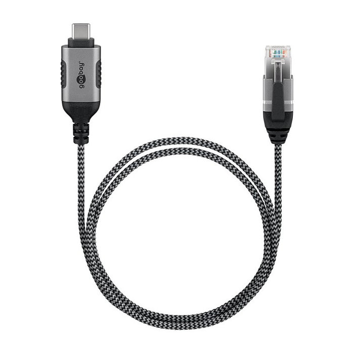 Goobay Adaptador de red USB-C 3.2 Gen2 a RJ-45, 5 metros, negro/gris Goobay Adaptador de red USB-C 3.2 Gen2 a RJ-45, 5 metros, negro/gris