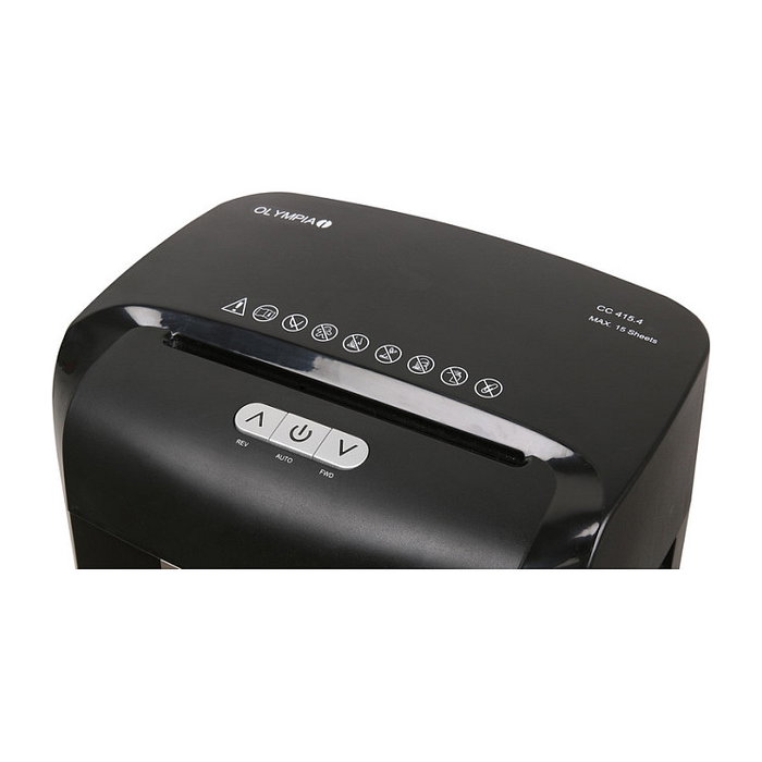 Olympia CC 415.4 Aktenvernichter - Trituradora de Papel de Corte Cruzado, 15 Hojas, Nivel de Seguridad P-4, 4x35 mm, 16 L, Negro